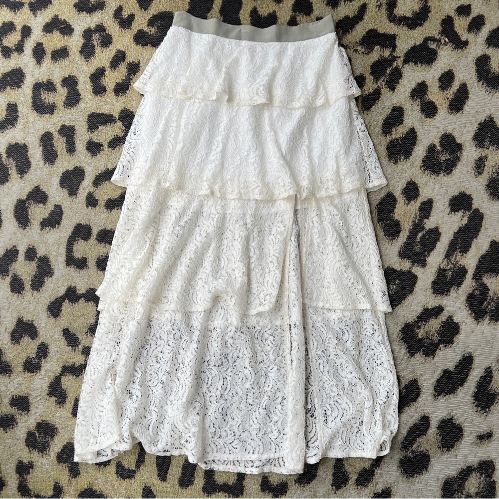 BAILEY44 tiered white lace ruffle tiered maxi skirt - Picture 13 of 16